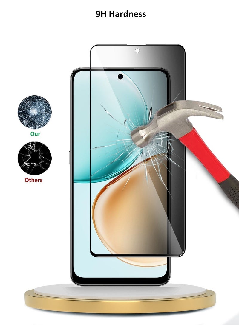 دبليو تيك حماية الشاشة الزجاجية المقسى مع غراء كامل للخصوصية من سلسلة Honor X7d 4G 2025 Premium E2E - شفاف/أسود - Image 3